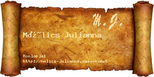 Málics Julianna névjegykártya
